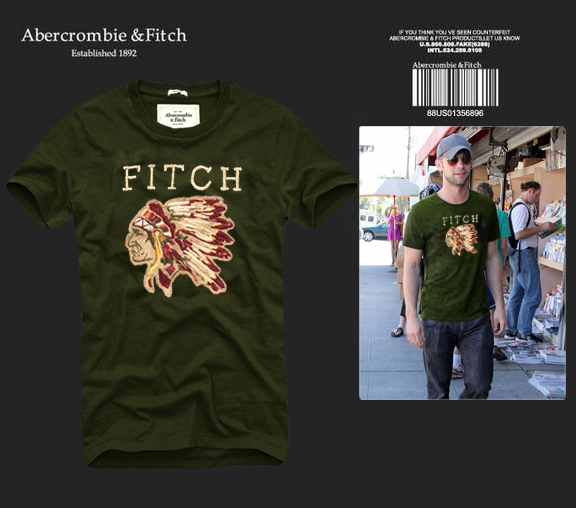 Abercrombie Fitch Hombres De Cuello Redondo Con Gente Fotos Corto Remera AF5684